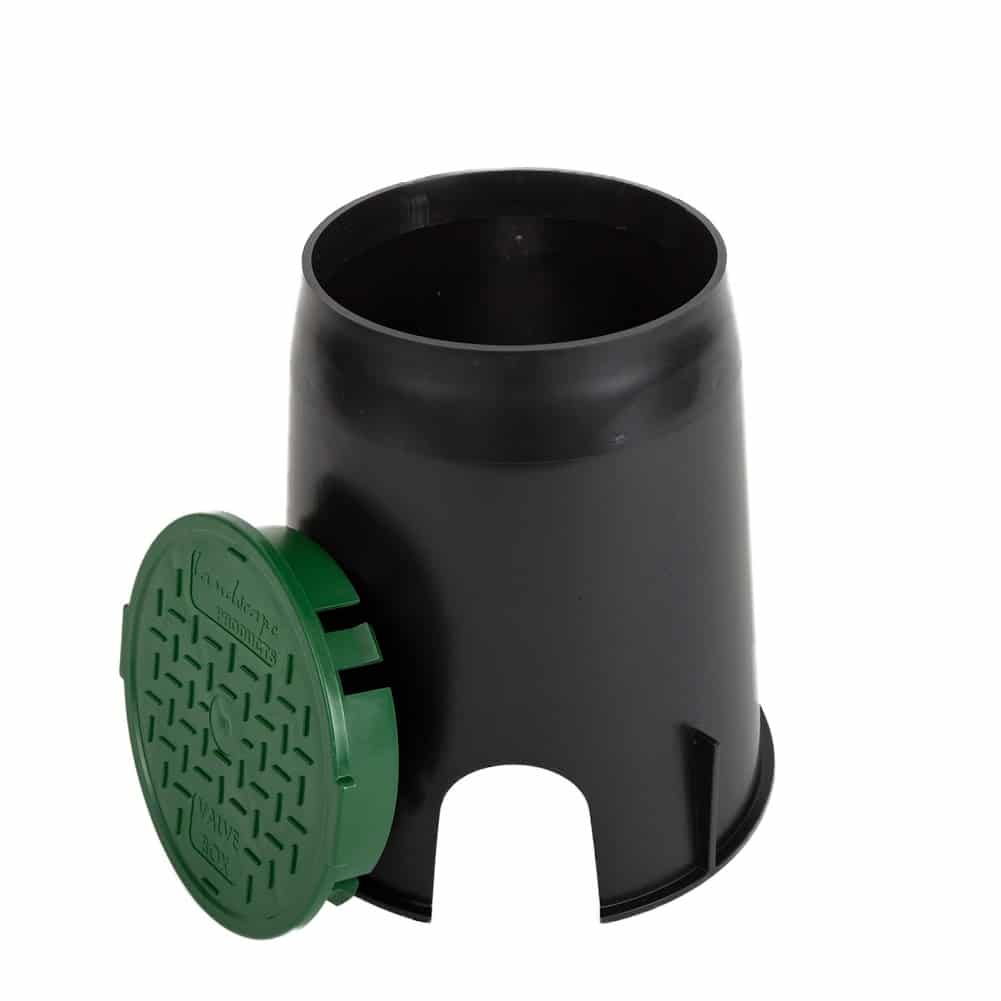 6 in Round Valve Box Black Body Green Lid Sprinkler Irrigation Control System 