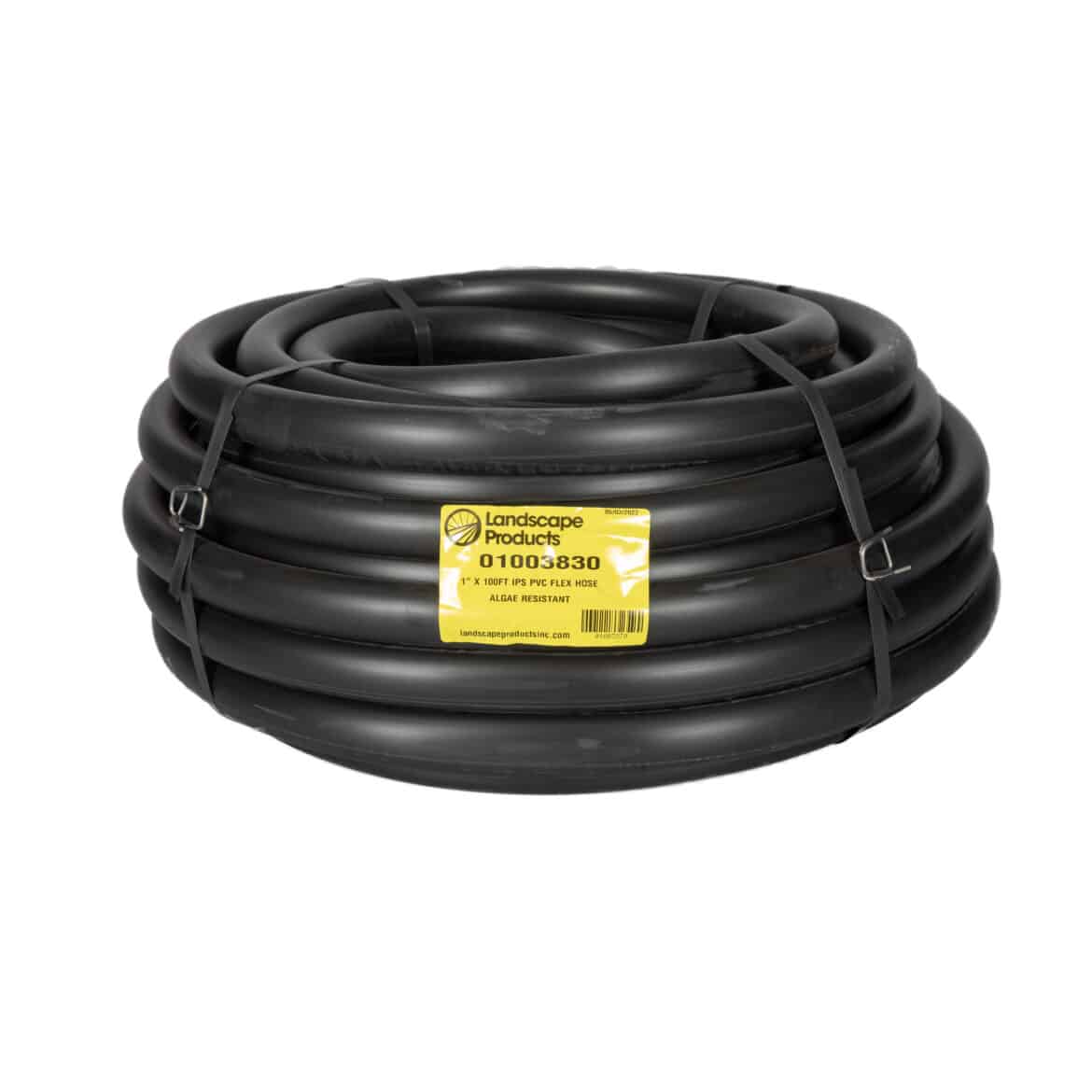 Landscape Products algae resistant IPS PVC Flex Hose provides more flexibility and shock resistance than rigid PVC pipe. It is useful in maneuvering around obstacles and can be used as flexible swing joints to prevent damage to rigid pipes. This hose is suitable for use as risers for both agricultural and turf irrigation sprinkler or low volume irrigation system installations. It is intended for use with underground piping at operation pressures of 50 PSI with water flow acting as a coolant for the hose. The hose easily bonds to PVC pipe fittings and, for the proven best adhesion, it is recommended that Weld-On #795 or equal be used. It is not recommended for use in high pressure/high heat applications. Produced using algae resistant material Connect drip laterals to rigid PVC submains Repair breaks in rigid PVC pipe Maneuver around obstacles Use as flexible swing joints to prevent damage to rigid pipes Use with Schedule 40 PVC fittings Available in 1/2-inch, 3/4-inch and 1-inch IPS size UV resistant additives protect against the harmful effects of the sun Flex PVC is not susceptible to environmental stress cracking Made in the USA California Prop 65 Compliant