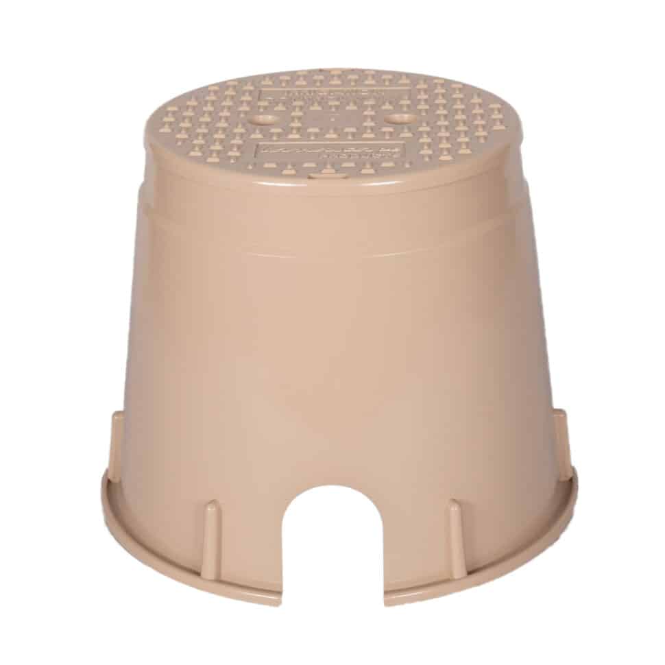 Landscape Box 10-inch Round Valve Box Tan w/Lid - Landscape Products Inc.